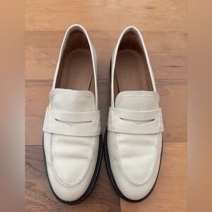 Flattered Cream Leather Penny Loafers